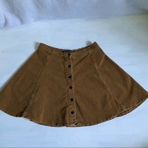 Brandy Melville Gold/Brown Suede A-line Mini Skirt